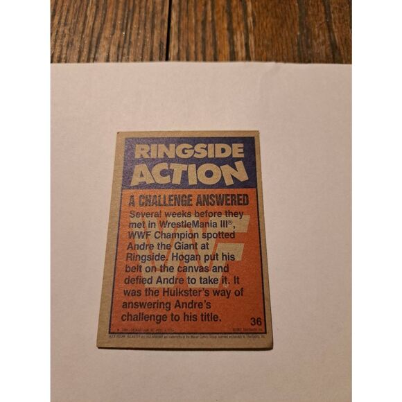 1987 Topps WWF Ringside 36 Challenge Answered Hulk Hogan Vintage Trading Card - Picture 4 of 4